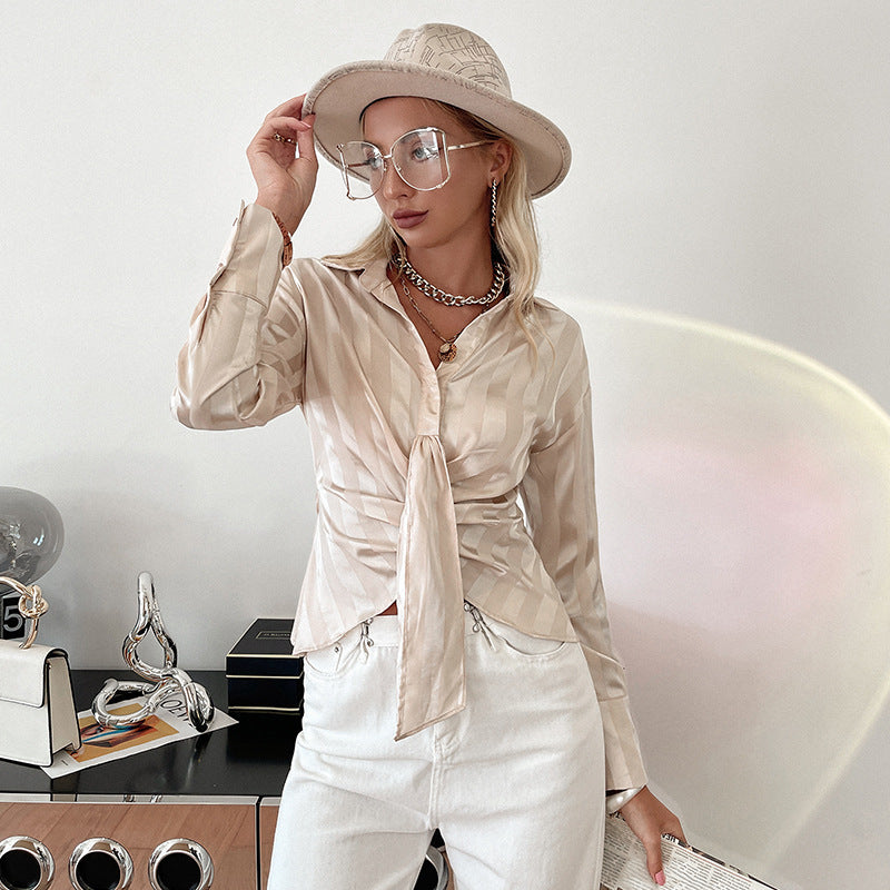 Temperament Commuting Long Sleeves Stand Collar Retro Solid