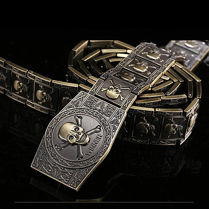 Skeleton Metal Belt Casual Versatile Punk Motorcycle Waist