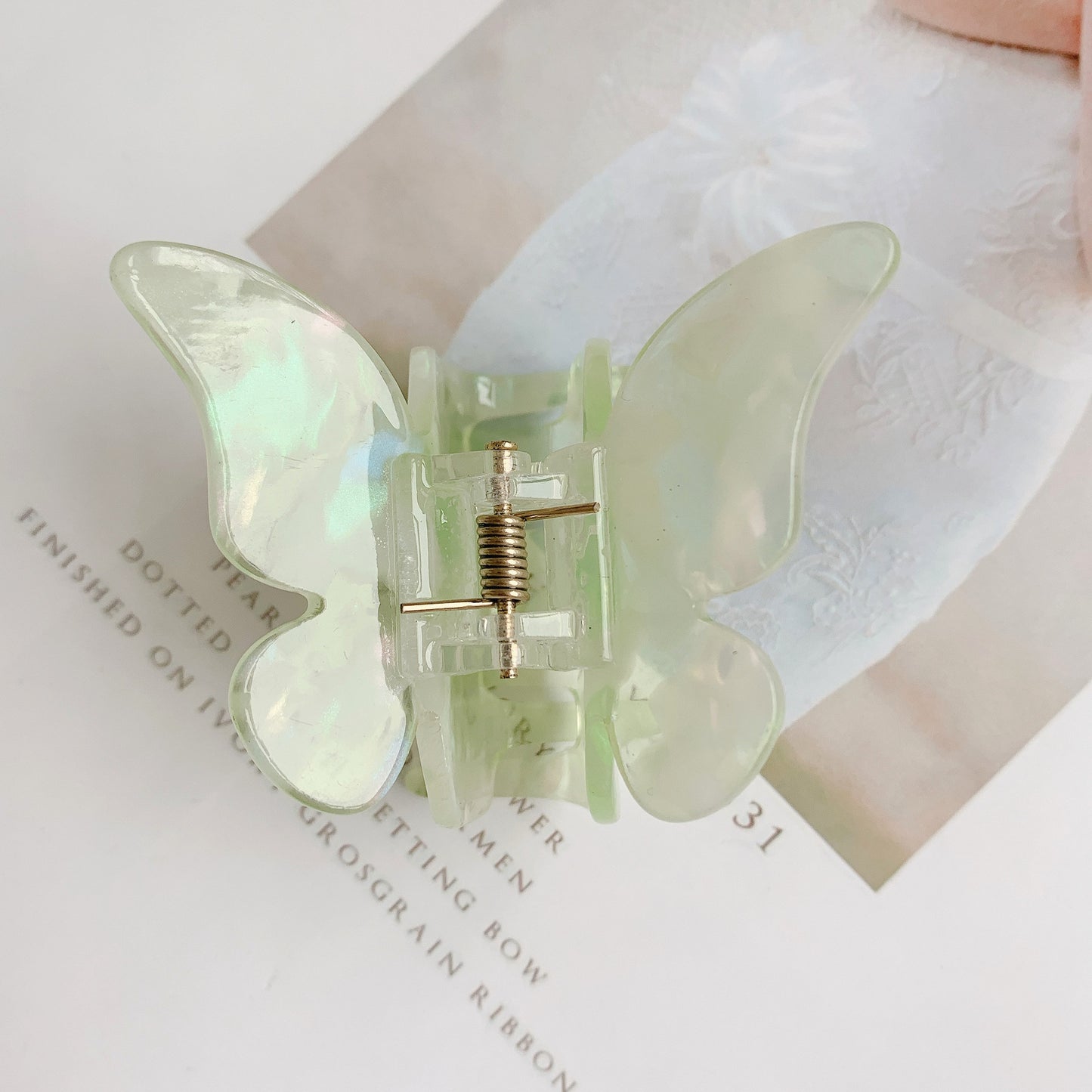 Girls Ins Acetate Butterfly Colorful Grab Clip