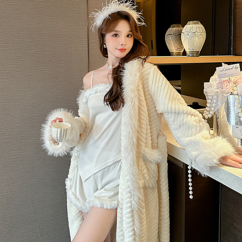 Women's Thick Flannel Pajamas Luxury French Style