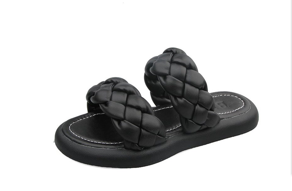 Women's New Fairy Style Woven Flat Retro Slippers