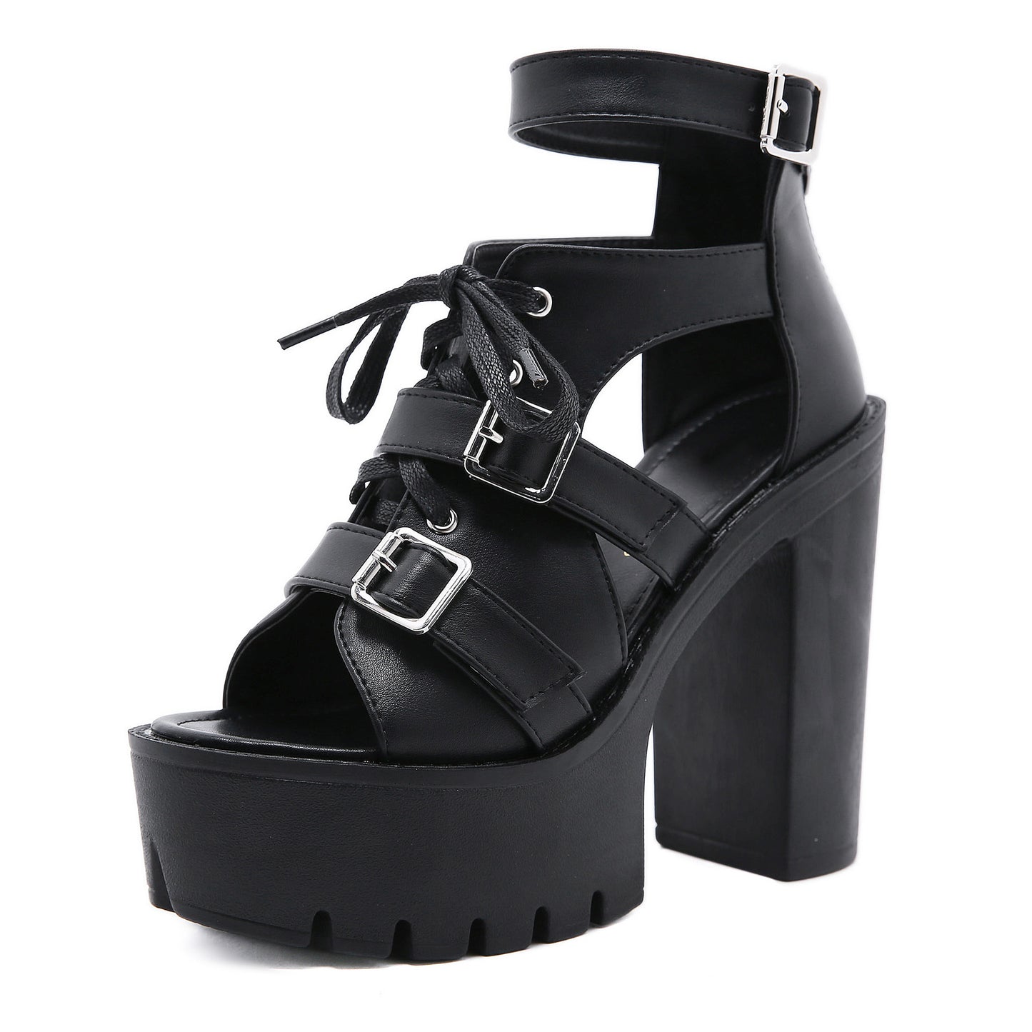 Zipper Metal Ultra-high Heel Peep-toe High-heeled Sandals