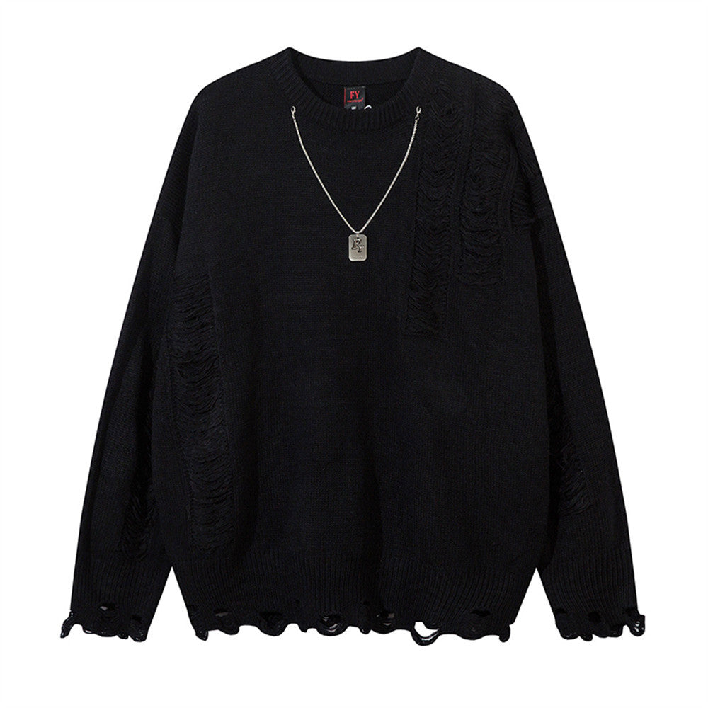 Necklace Sweater Men's Irregular Ripped Crocheted