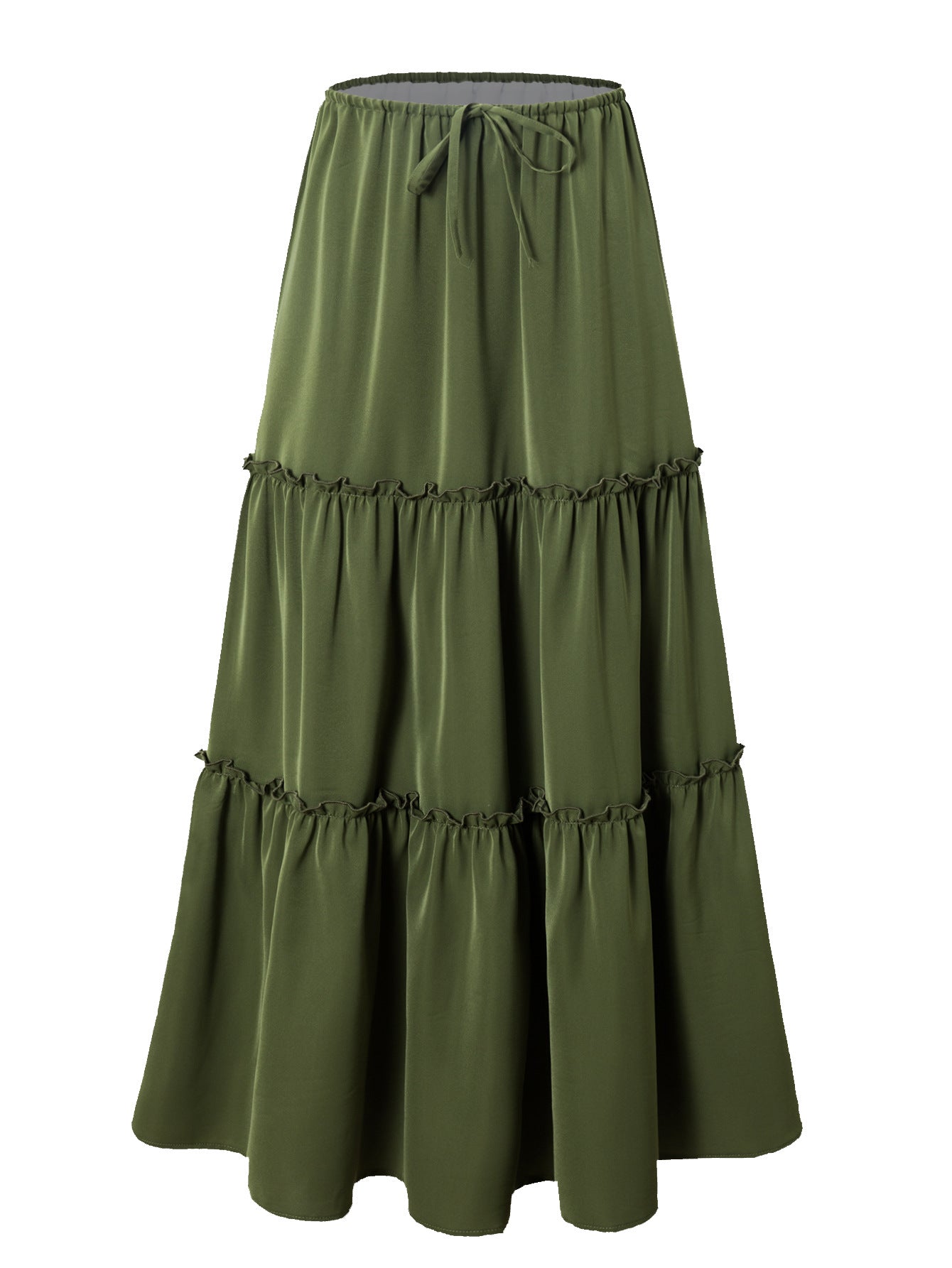 Womens High-waisted Elastic-waist Long Skirt With Pockets