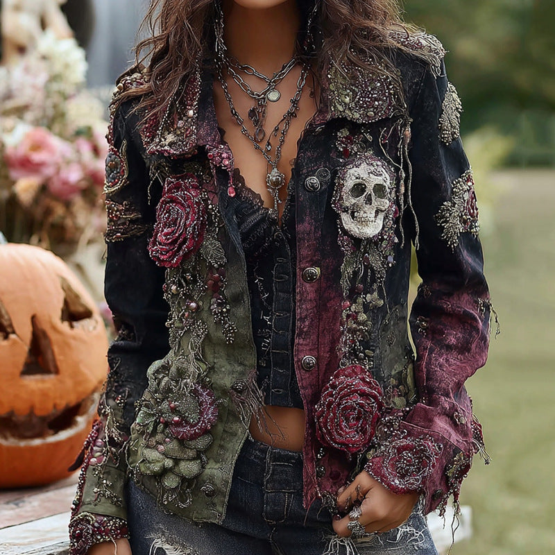 3D Digital Print Fashionable High-Street Denim Jacket