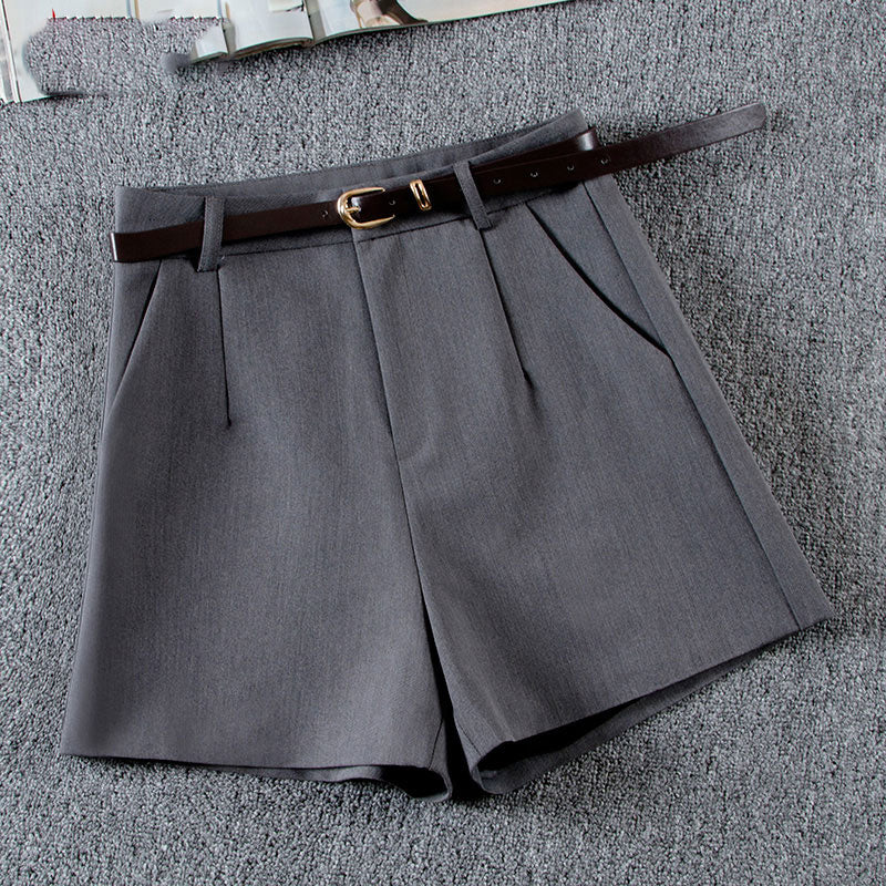 Fashion Solid Color High Waist Woolen Shorts