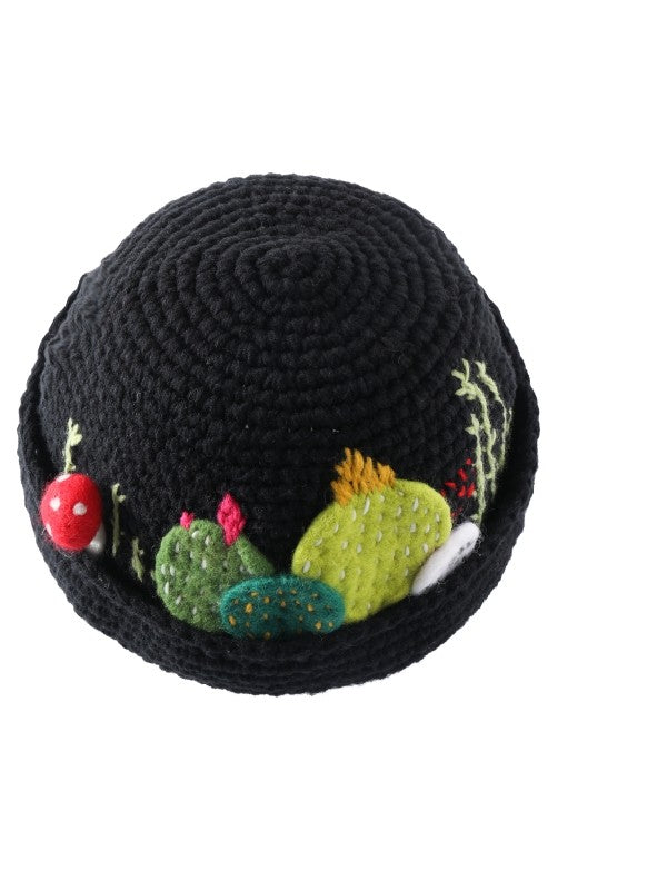 Hand-knitted Beanie With A Succulent Plant Design