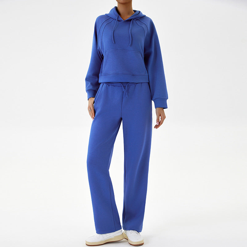Casual Sweatshirt Sports Outfit Top Wide Leg Pants Two-piece Set