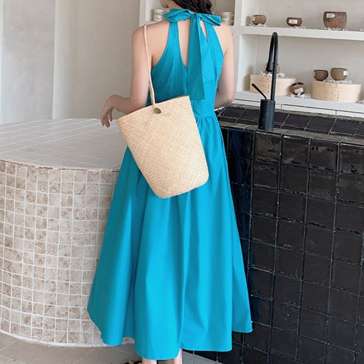 French Audrey Hepburn Style Halterneck Dress