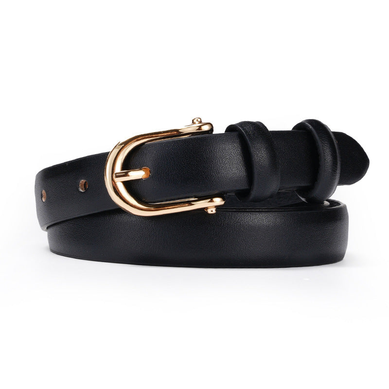 Women's First Layer Cowhide Pin Buckle Korean Style Trendy All-matching