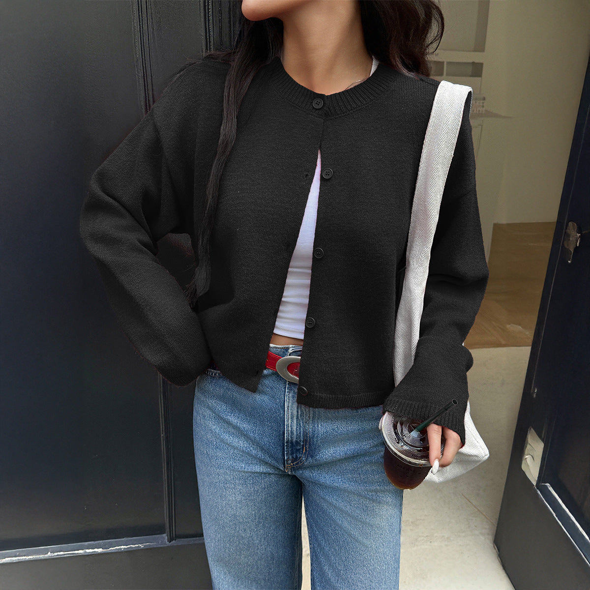 Fashion Solid Color Buttons Jacket For Women