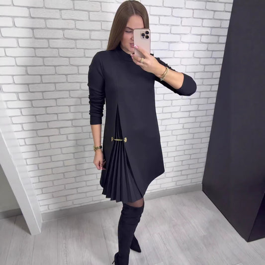 Short-sleeve Solid-color Chic Cropped Dress