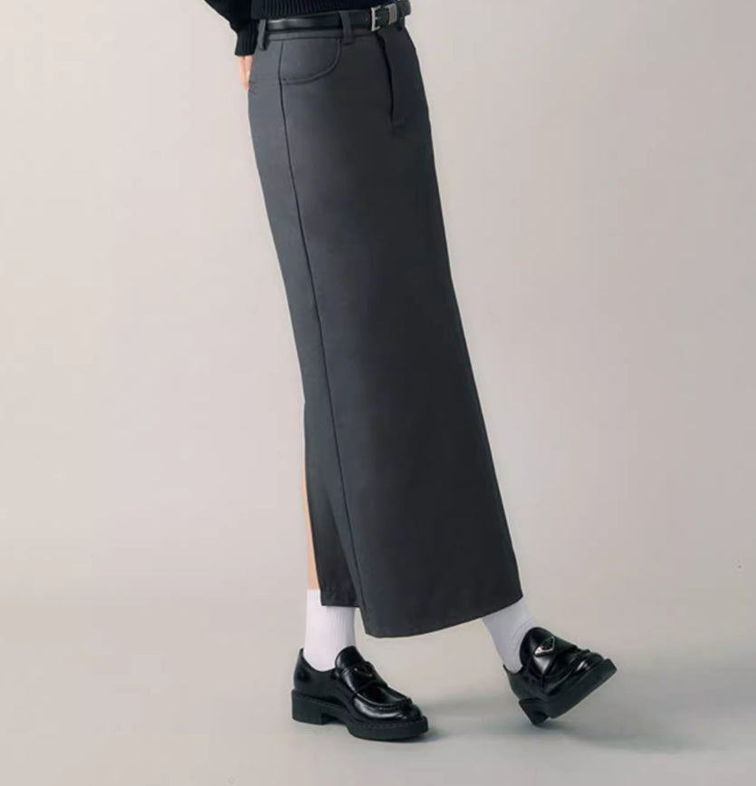 Women's Autumn And Winter Grey Loose A-line Skirt