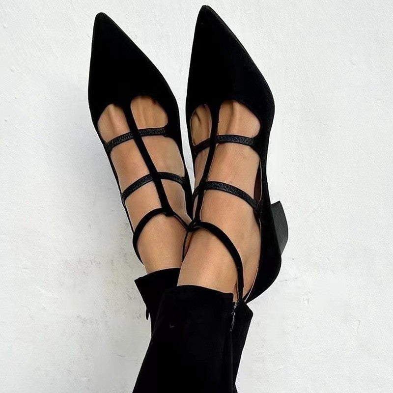 Fashion Pointed Plus Size Shallow Mouth Buckle Shoes