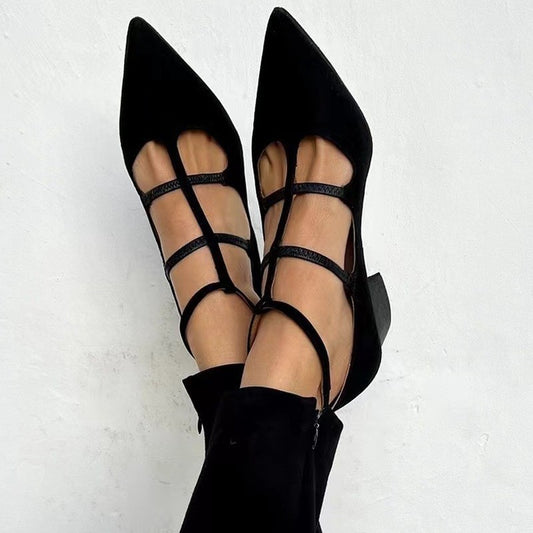 Fashion Pointed Plus Size Shallow Mouth Buckle Shoes