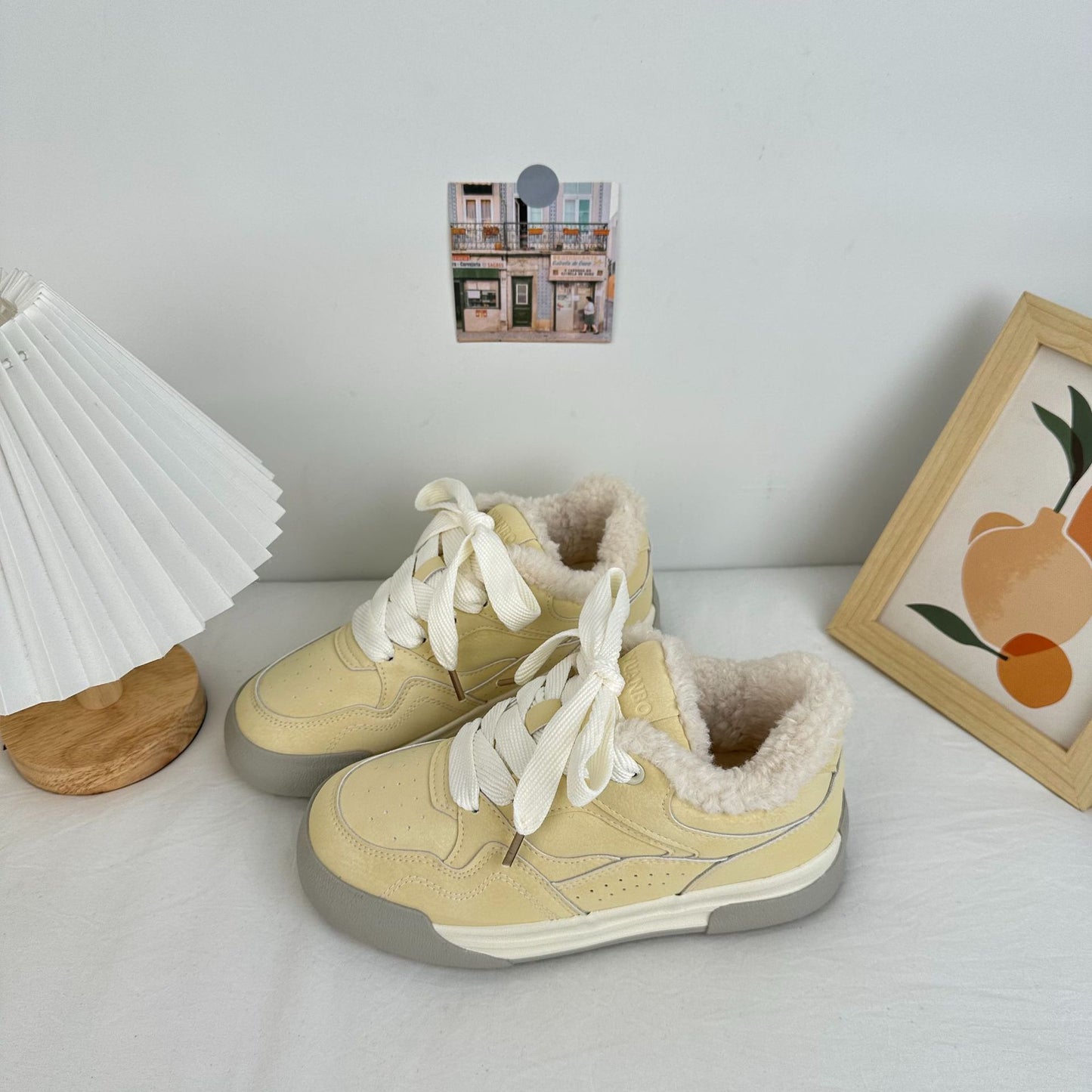 Student Niche Fleece-lined Canvas Women's Low-top Outer Wear Warm Board Shoes