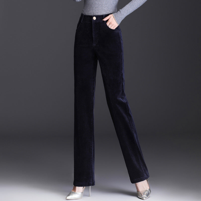 High Waist Straight Corduroy Women's Pants Loose Lamp Wick