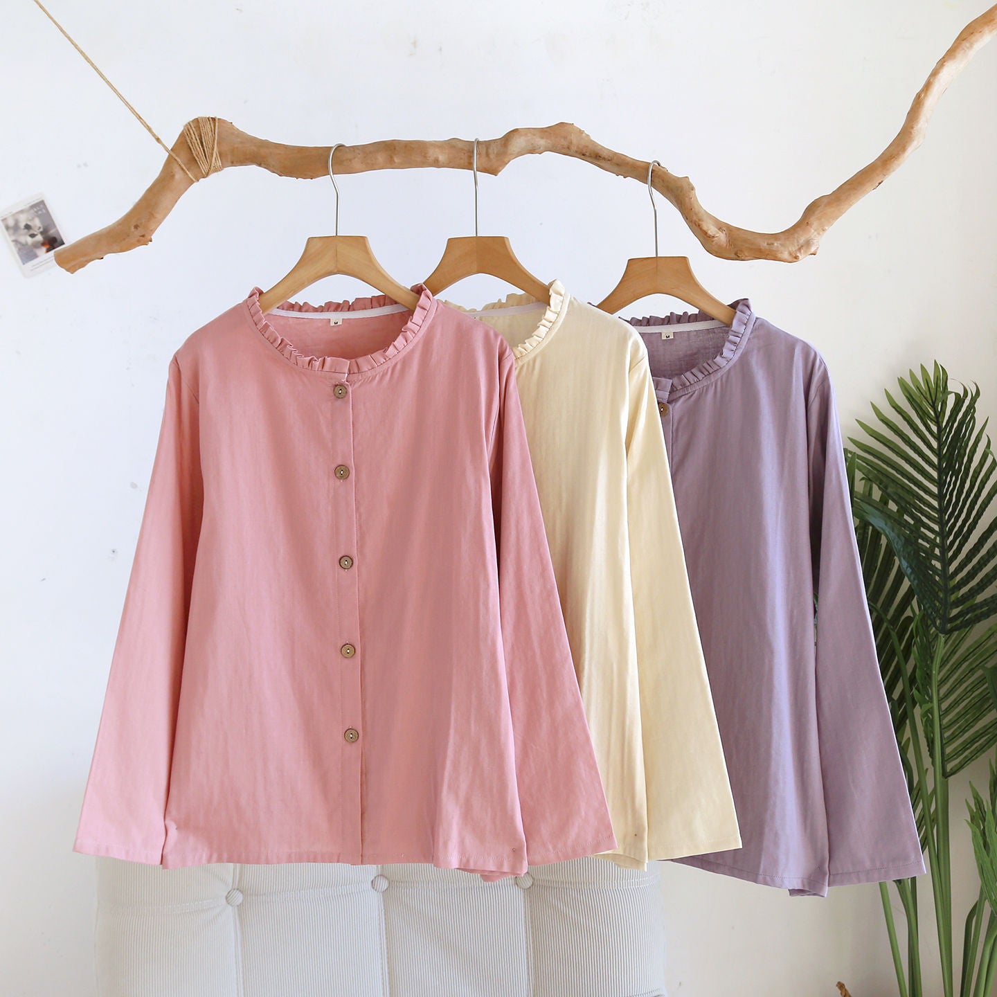 Lace-trimmed Mesh Top With Long Cotton-silk Sleeves For Loungewear