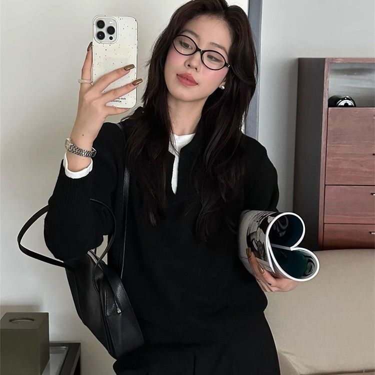 Womens Casual Retro Long-Sleeve Knitted Sweater