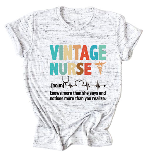 Letter Printed Women's Round Neck Short Sleeves