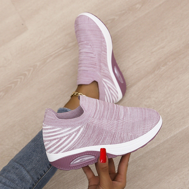 Women's Elasticated Flying Knitting Foot Cushion Socks Shoes