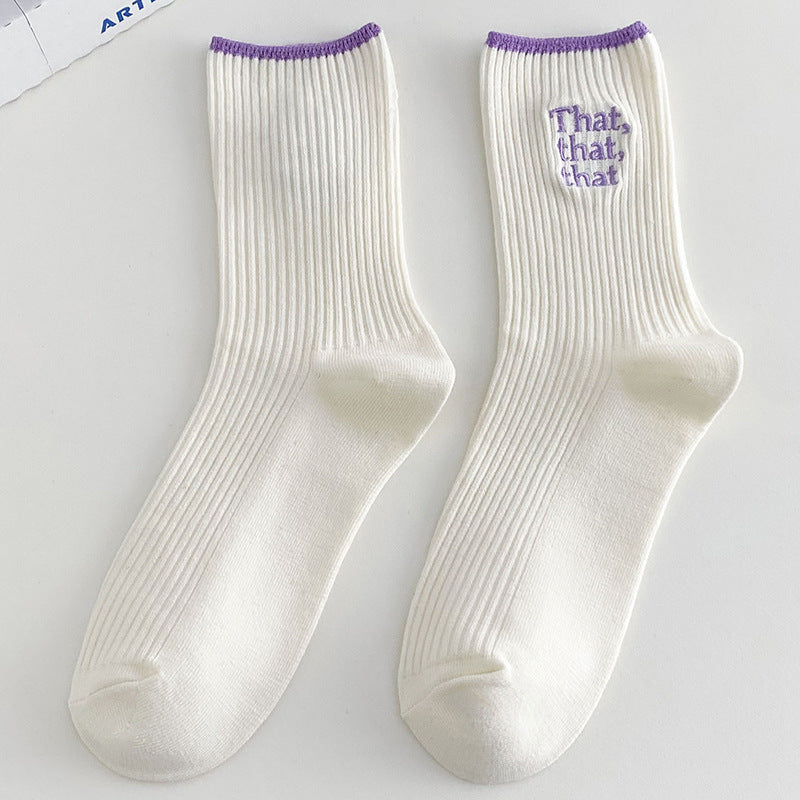 New Women's Cute Letter Embroidery Socks