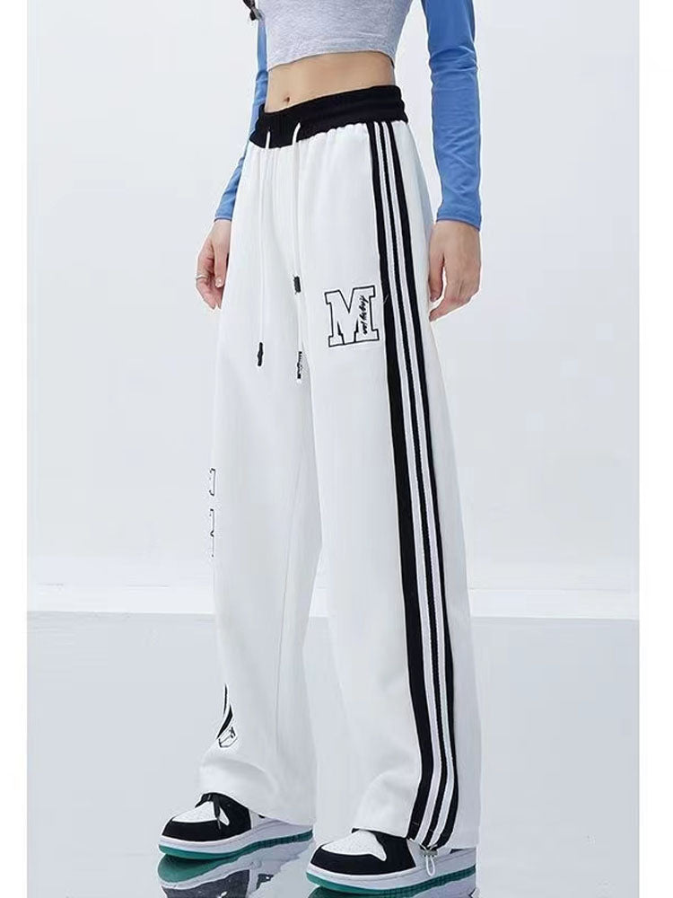 Women's Alphabet Side Stripe Straight Leg Sweatpants