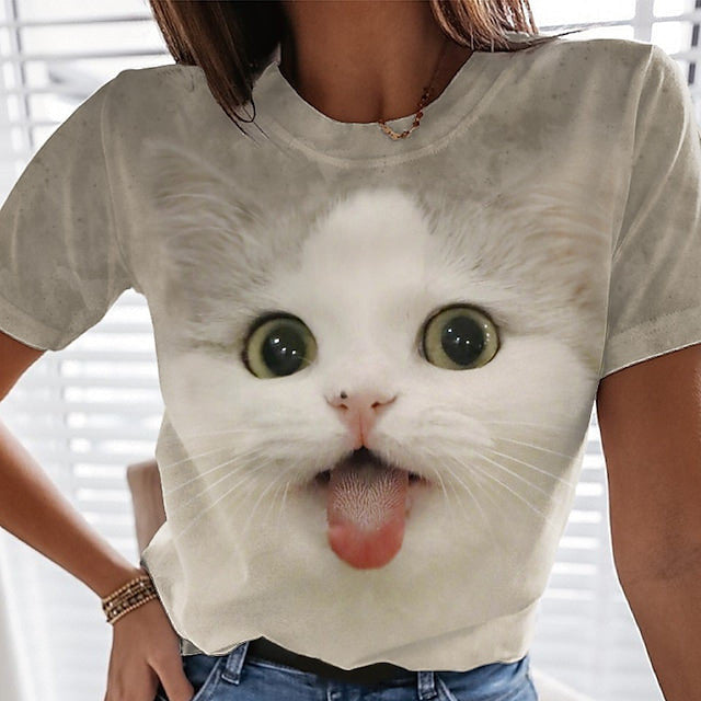 3D Printed Women's Street Short Sleeve Sports T-shirt Top