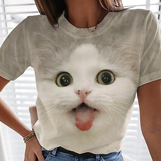 3D Printed Women's Street Short Sleeve Sports T-shirt Top