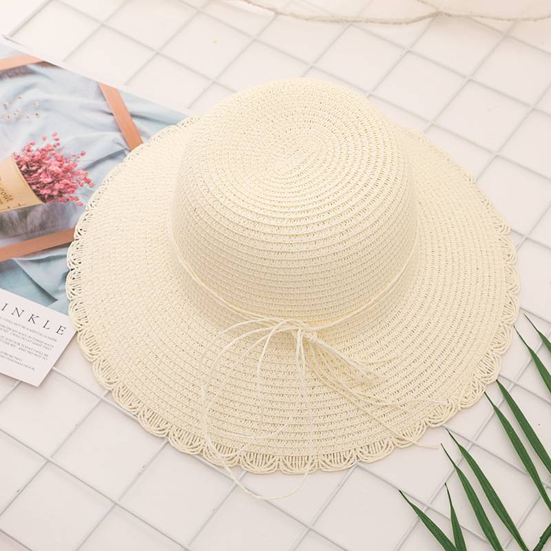 Summer Women's Foldable Lace Butterfly Rope Shade Straw Hat