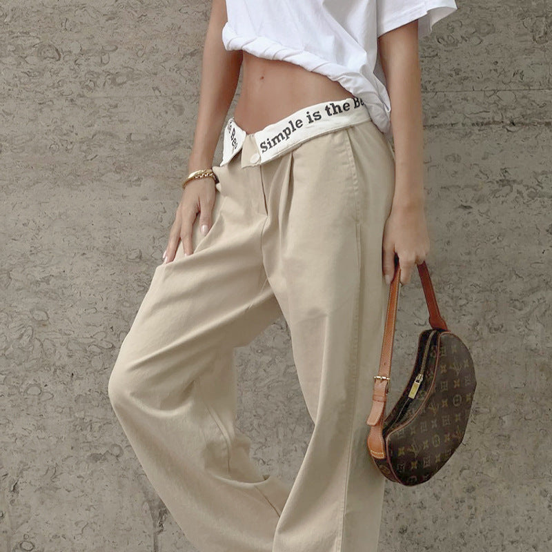Autumn New Letter Print Long Paragraph With Hot Girls Straight Pants