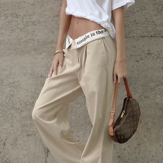 Autumn New Letter Print Long Paragraph With Hot Girls Straight Pants