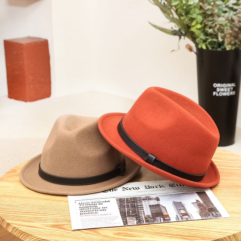 Autumn And Winter Pure Wool Rolled Edge Short Brim Bell British Gentleman Hat