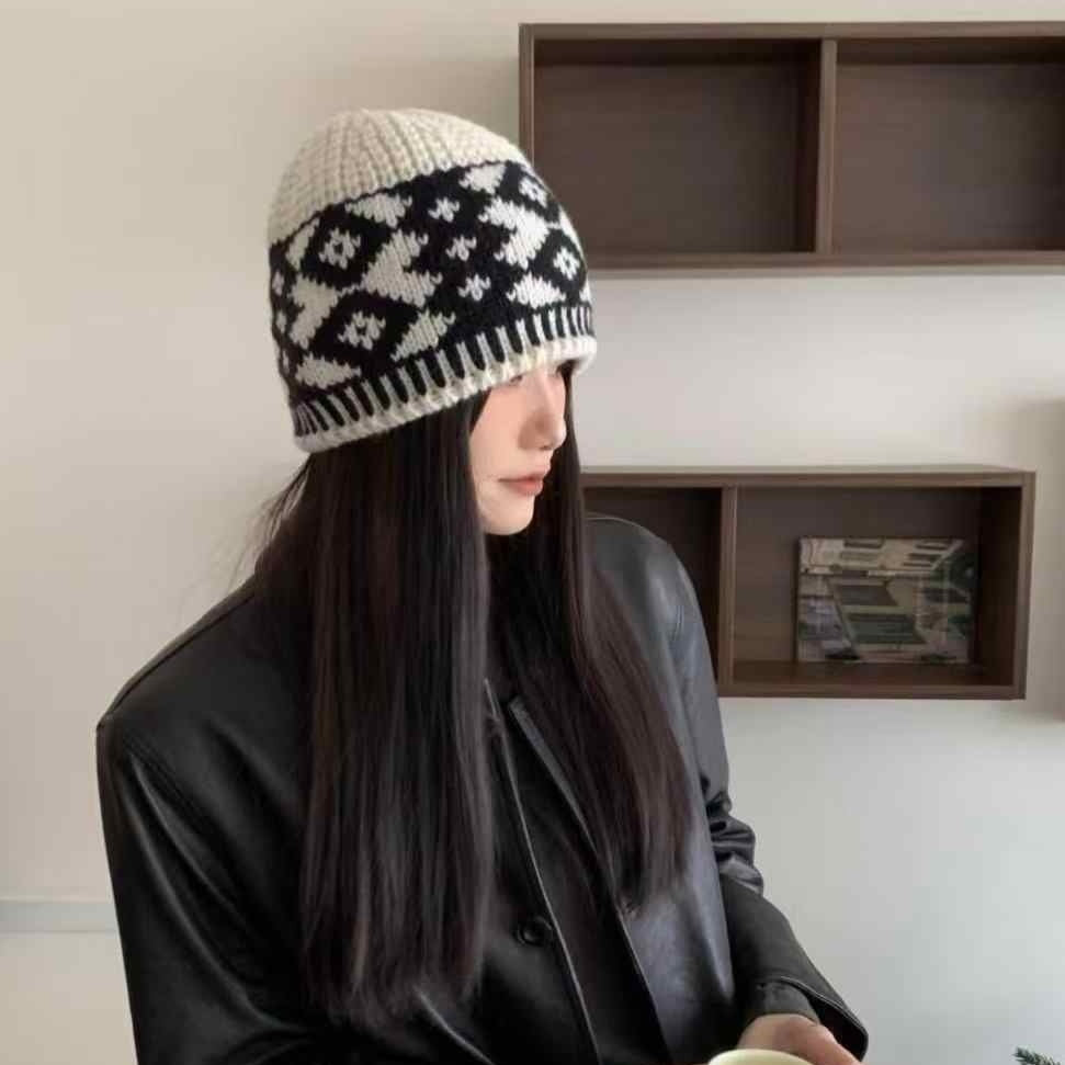 Diamond Color Matching Winter Warm Handmade Knitted Hat Children