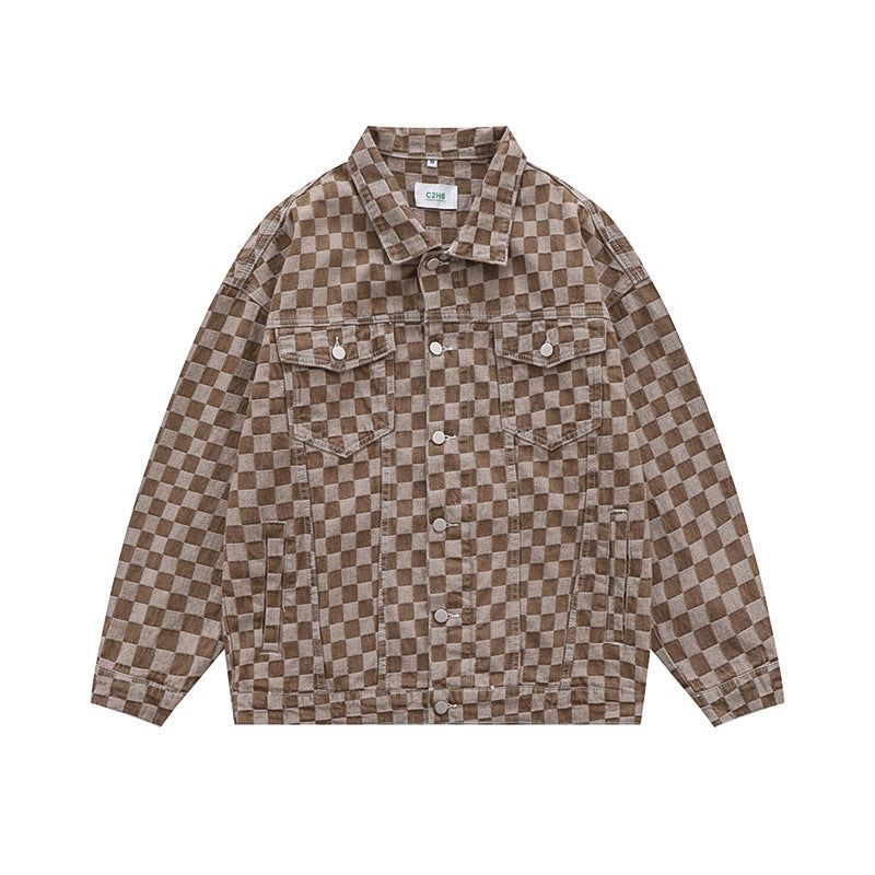 Men's And Women's Matching Checked Jean Jacket