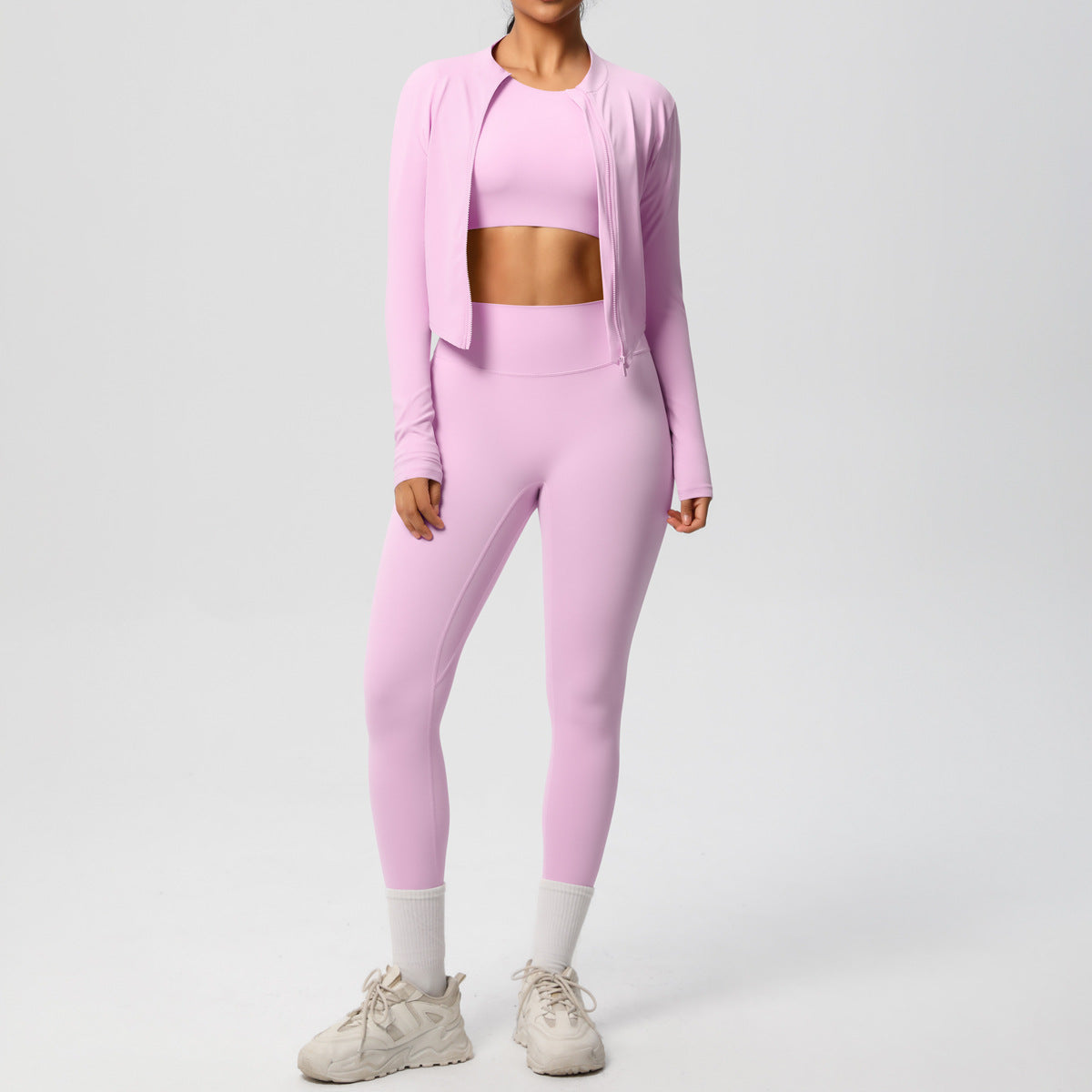Breathable, Form-fitting Workout Jacket And Three-piece Set
