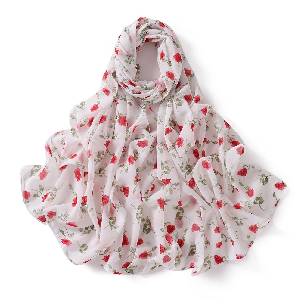 Internet Celebrity Golden Battle Robe Plaid Maple Leaf Shawl Chiffon Printed Scarf