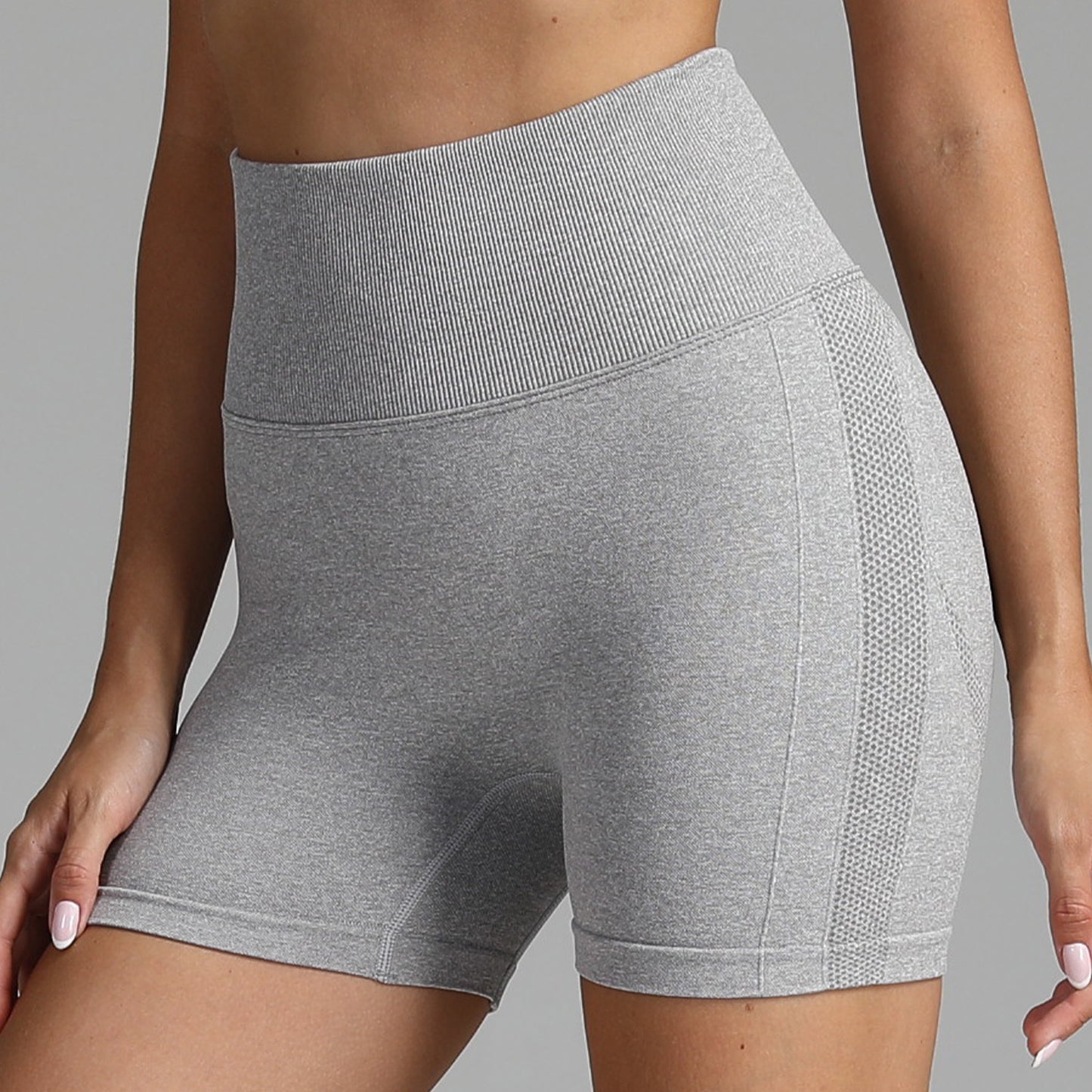 Sømløse yogashorts til kvinder ensfarvede højtaljede hofteløftende fitnessbukser løbetræningsbukser