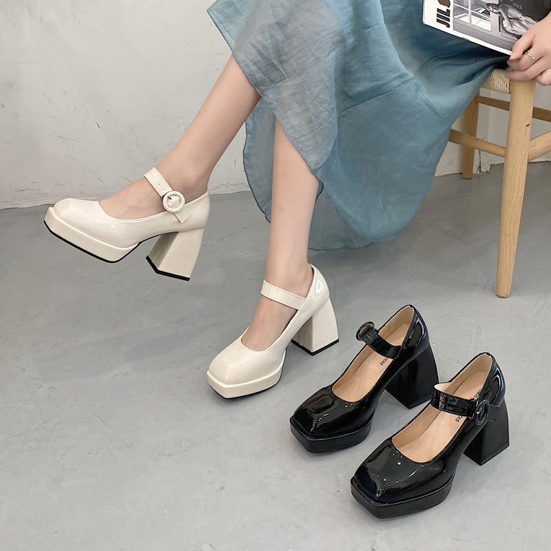 Thick Heel With One Word Hot Girl JK Uniform Shoes