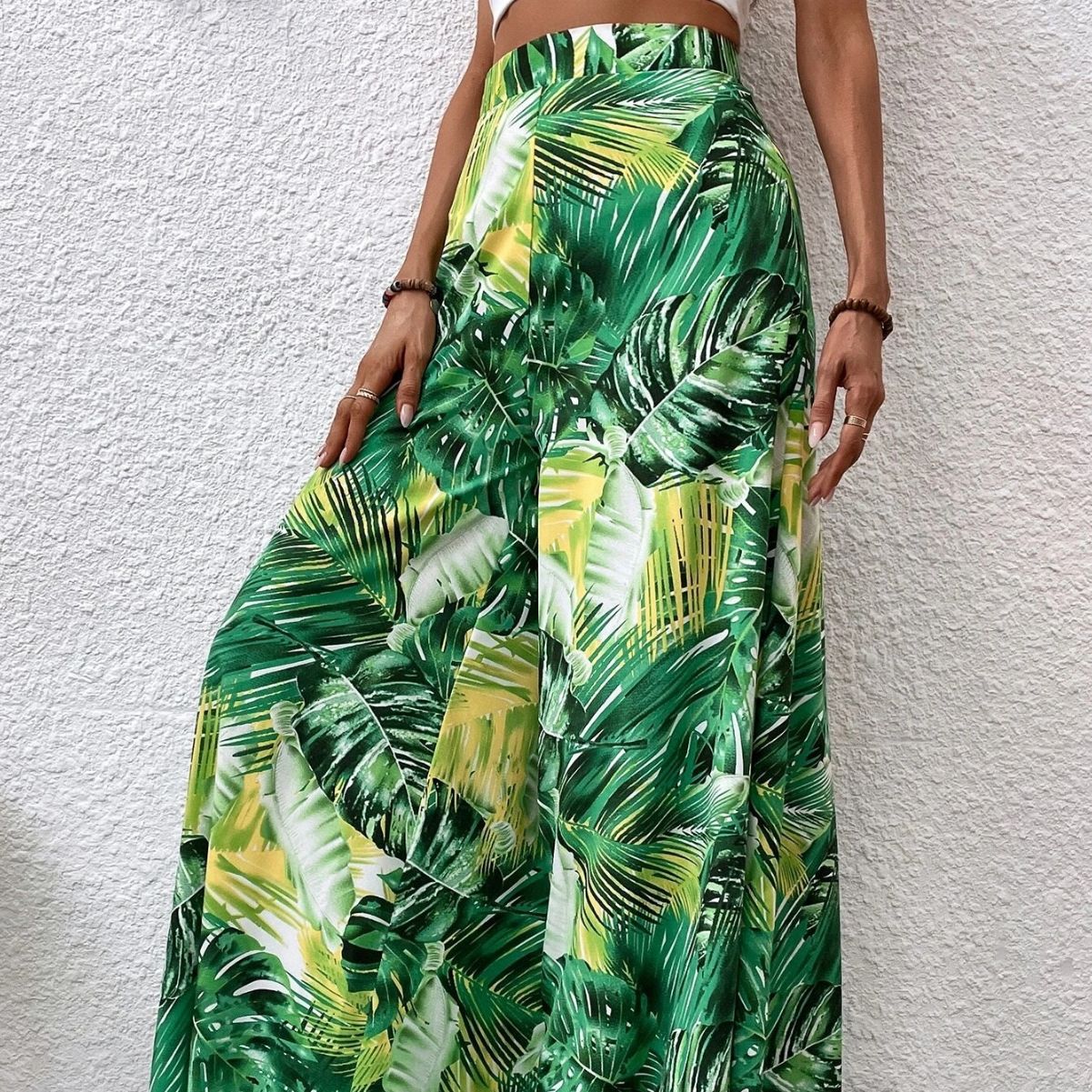 Fashionable Chiffon Floral Wide-leg Pants For Women