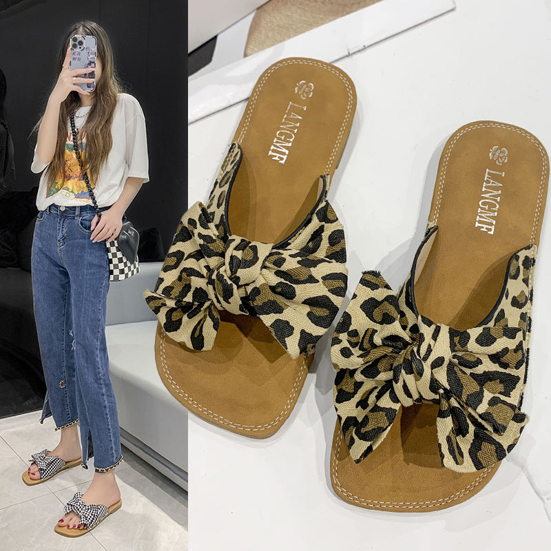 Bowknot Flip-flops Flat Soft Bottom Vacation Beach Sandals