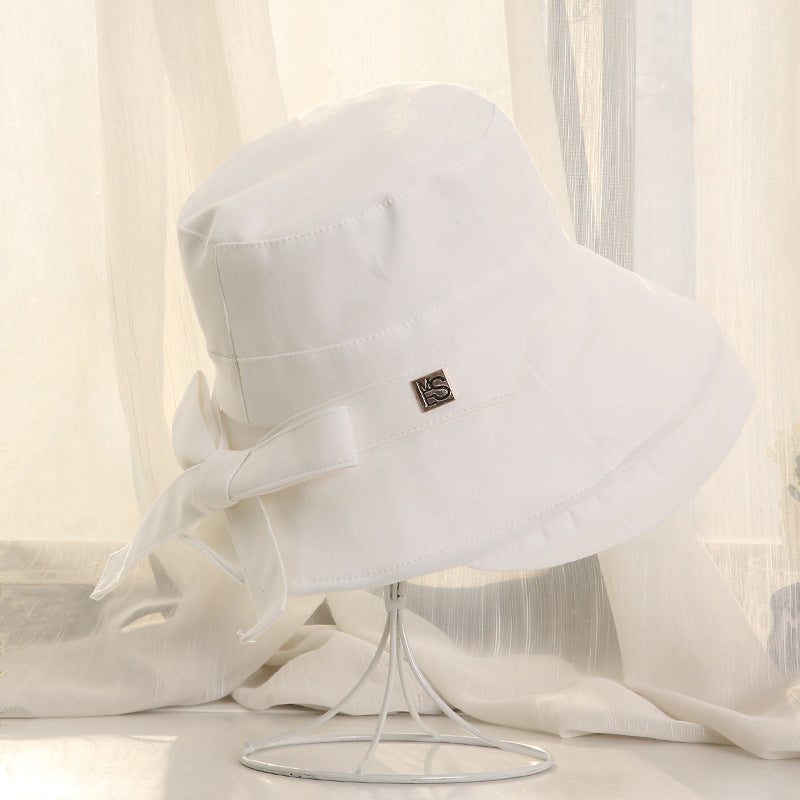 Cotton And Linen Solid Color Foldable Female Basin Hat