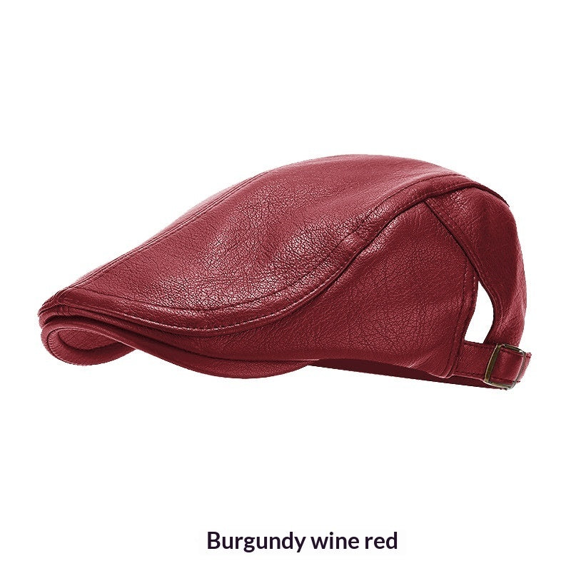 AutumnWinter American-style Leather Trapper Hat Men's Vintage Painter's Cap