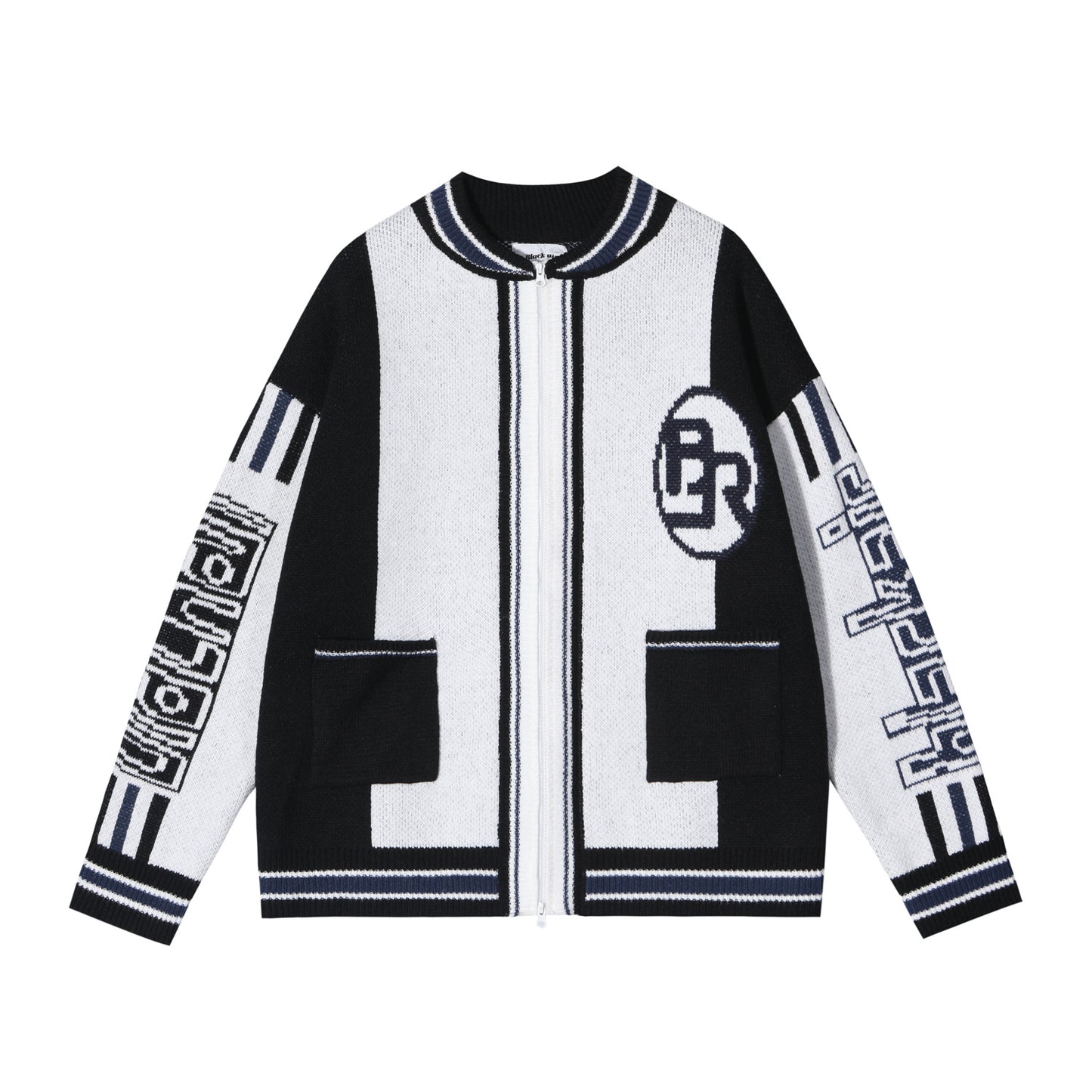 American College Style Ins Letters Loose Color Matching Sweater