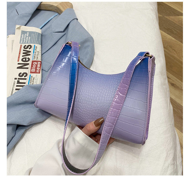 Rainbow Gradient Frog  Pattern Bag Women Handbag Shoulder Arm Bag