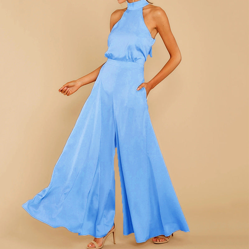 Women's Strapless High Waist One-piece Wide-leg Trousers