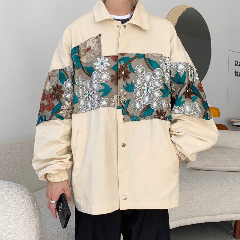 Patchwork Coat Casual Vintage Lapel Jacket Top