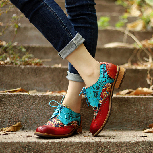 Casual Retro Ethnic Style Brogue Leather Shoes