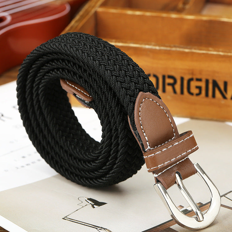 Canvas Belt Belt Elastic Woven Fashion Casual All-match Solid Color Elastic Belt