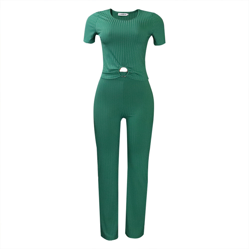 Solid Color Casual Suit For Women